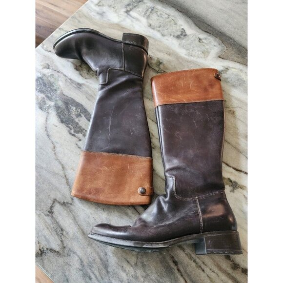Womens Italian Leather 2‎ Toned Riding Boots Size 37 Tremp - Picture 7 of 9